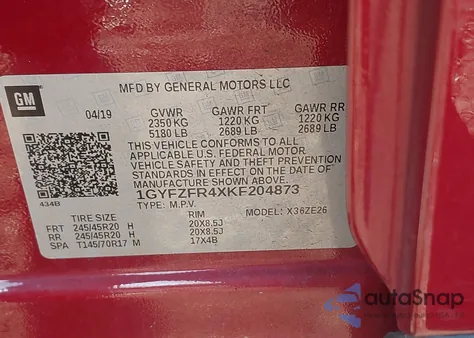 2019 Cadillac Xt4 Sport z USA, uszkodzony, nr VIN 1GYFZFR4XKF204873